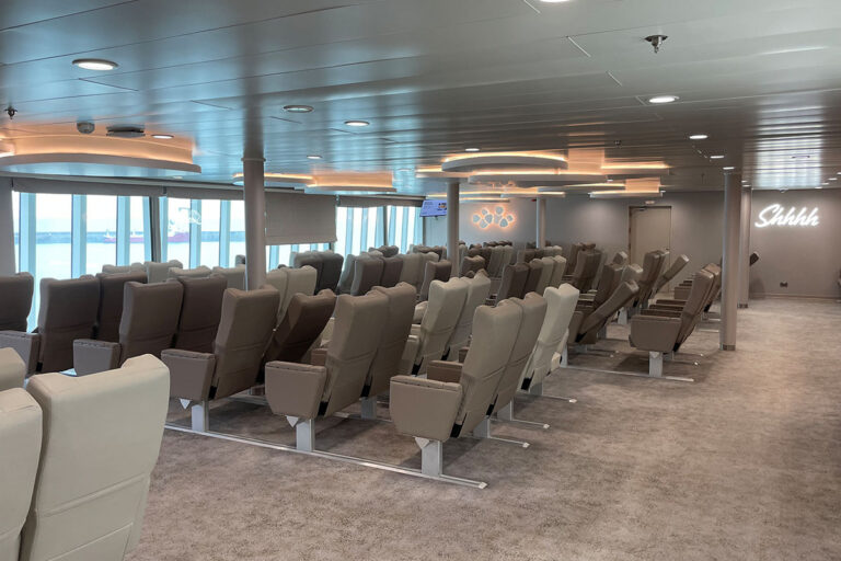 Comfortable reclining chairs in the Silent Lounge of P&O.